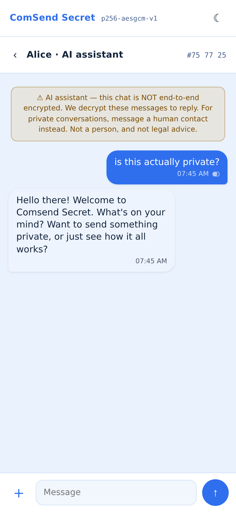 A Comsend Secret conversation
