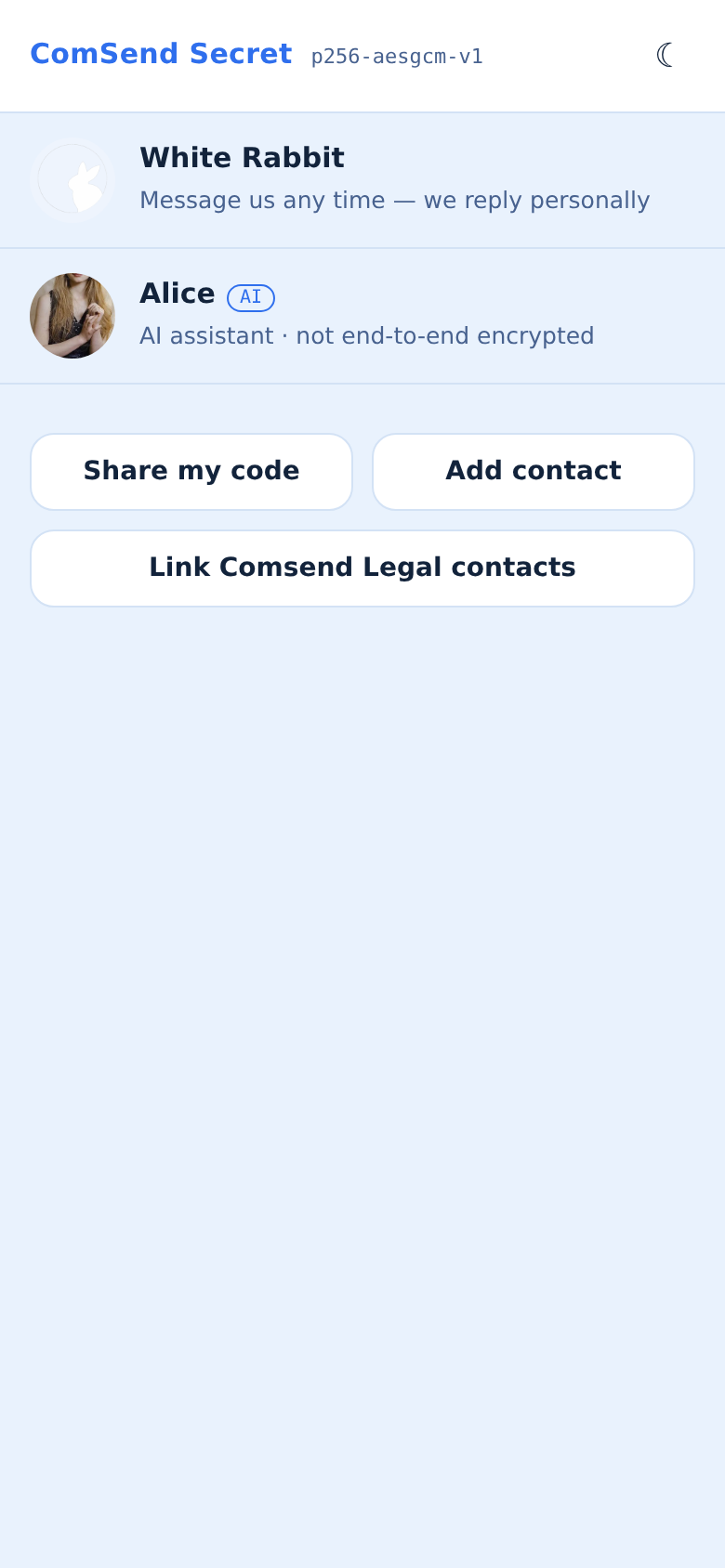 Comsend Secret chat list